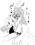  &lt;3 ambiguous_gender anthro blush clothing decidueye duo erection erection_under_clothing japanese_text male male/ambiguous monochrome nintendo pok&eacute;mon pok&eacute;mon_(species) text tongue tongue_out treecko video_games wings 樹守▼キャモヨルジュナが癒し 