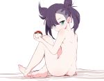  ass blue_hair green_eyes mary_(pokemon) noa_(nagareboshi) nude pokemon short_hair twintails white 