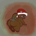  1:1 2014 animal_crossing anthro balls belly blue_eyes brown_body brown_fur butt butterrich canid canine christmas clothing fur hat headgear headwear hi_res holidays male mammal nintendo overweight overweight_male raccoon_dog solo tanuki tom_nook_(animal_crossing) video_games 