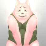  1:1 2018 anthro blush canid canine canis clothing domestic_dog hi_res mammal norijaga shirt simple_background slightly_chubby solo tongue tongue_out topwear 
