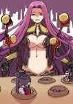  2girls armor black_hair breasts bustier claws cleavage cleavage_cutout detached_sleeves fate/grand_order fate_(series) gorgon_(fate) japanese_armor large_breasts long_hair looking_at_another monster_girl multiple_girls navel nyantiu open_mouth purple_hair revealing_clothes scales side_ponytail slit_pupils snake snake_hair ushiwakamaru_(fate/grand_order) very_long_hair 