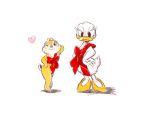  anthro blue_eyes clarice_(disney) daisy_duck disney duo eyelashes feathers female fur hi_res looking_at_viewer red_nose simple_background smile white_body 