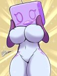  2019 anthro anthrofied avian bird blush breasts eiscue for_a_head hi_res ice ice_beak ice_creature ice_cube jyto mineral_fauna nintendo non-mammal_breasts object_head pok&eacute;mon pok&eacute;mon_(species) shiny_pok&eacute;mon solo video_games 