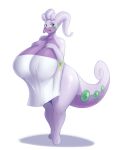  2019 anthro big_breasts breasts female front_view goodra hi_res mleonheart nintendo pok&eacute;mon pok&eacute;mon_(species) reptile scalie simple_background solo standing towel video_games white_background 