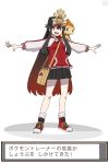  &gt;:) 1girl black_hair chimchar crossover family_crest fate/grand_order fate_(series) fumafu gen_4_pokemon gradient_hair hat highres long_hair looking_at_viewer multicolored_hair oda_nobunaga_(fate) oda_nobunaga_(fate)_(all) oda_uri outstretched_arms parody peaked_cap pokemon pokemon_(game) pokemon_dppt red_eyes red_hair style_parody sugimori_ken_(style) 
