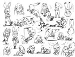  &lt;3 4:3 anthro black_and_white bodily_fluids canid canine clothed clothing crossed_arms crying dipstick_ears disney duo fox fully_clothed holding_gun holding_object holding_weapon joaoppereiraus judy_hopps kissing lagomorph leporid mammal monochrome multicolored_ears nick_wilde nude on_ground open_mouth open_smile police_uniform rabbit red_fox simple_background smile sound_effects sweat sweatdrop tears toeless_legwear uniform walking weapon white_background zootopia 