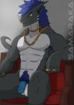  anthro balls chair claws dragon eam furniture hi_res male penis piercing pubes samaraka 