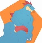  2019 amit anthro anthrofied claws crest fangs feraligatr hi_res knot looking_at_viewer male muscular nintendo pecs penis pok&eacute;mon pok&eacute;mon_(species) pok&eacute;morph reptile scales scalie simple_background snout solo spines video_games 