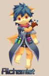  2016 anthro canid canine clothed clothing hi_res looking_at_viewer male mammal orange_eyes potion rann solo 