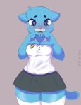  &lt;3 &lt;3_eyes 2019 4_fingers anthro blush bottomwear cartoon_network clothed clothing digital_media_(artwork) domestic_cat felid feline felis female fingers gesture grey_background hand_heart hi_res legwear looking_at_viewer mammal mr-shin nicole_watterson open_mouth shirt simple_background skirt solo the_amazing_world_of_gumball topwear whiskers 