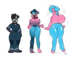  2019 animate_inanimate anthro anthro_to_inanimate barefoot bimbofication black_hair blackshirtboy blue_hair blue_lips breast_expansion breasts ear_piercing ear_ring female growth hair hyaenid inanimate_transformation inflatable lips living_inflatable mammal nozzle piercing sequence simple_background smile solo spots standing surprise thick_thighs transformation white_background wide_hips yellow_sclera 
