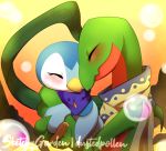  blush bubble cuddling dustedpollen female grovyle male nintendo piplup pok&eacute;mon pok&eacute;mon_(species) pok&eacute;mon_mystery_dungeon video_games 