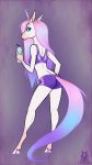  2019 5_fingers anthro blue_eyes bra breasts butt_pose clothed clothing digital_media_(artwork) equid eyebrows eyelashes female fingers hair hi_res hooves horn lichfang mammal pink_hair pose small_breasts solo sports_bra standing track_shorts underwear unicorn 