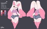  2018 alternate_color big_butt blush bottomwear bulge butt clothing cutoffs denim denim_clothing english_text eyelashes floppy_ears front_view fur gcfmug girly hand_on_hip hi_res huge_butt lagomorph long_ears looking_at_viewer lopunny male mammal model_sheet multicolored_body multicolored_fur nintendo one_eye_closed pink_body pink_fur pok&eacute;mon pok&eacute;mon_(species) rear_view red_eyes red_sclera shirt shorts simple_background smile solo standing stated_homosexuality text thick_thighs topwear two_tone_body two_tone_fur video_games white_body white_fur wide_hips wink 