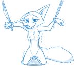  &lt;3 &lt;3_eyes anthro arctic_fox blue_and_white bodily_fluids bound breasts canid canine disney female fox genital_fluids hands_tied hi_res inner_ear_fluff kneeling looking_at_viewer mammal monochrome nipples nude one_ear_up penetration pussy pussy_juice sex_toy simple_background sketch skye_(zootopia) solo sybian theblueberrycarrots tuft vaginal vaginal_penetration white_background zootopia 