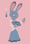  anthro choker clothing dipstick_ears disney dress flower holding_object jewelry judy_hopps lagomorph leporid mammal multicolored_ears necklace pink_background pink_nose plant rabbit restricted_palette simple_background smile solo standing theblueberrycarrots zootopia 