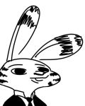  anthro black_and_white clothed clothing disney ear_markings facial_markings head_markings jack_savage juantriforce042 lagomorph leporid low_res mammal markings monochrome necktie rabbit simple_background solo suit white_background zootopia 