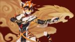  2019 amber_eyes arknights black_body black_fur black_hair breasts clothed clothing eyewear felid female fighting_pose fur glasses hair hi_res holding_object holding_weapon jsy knife mammal open_mouth orange_body orange_fur orange_hair pantherine portrait pose short_hair solo striped_body striped_fur stripes three-quarter_portrait tiger waaifu weapon white_body white_fur white_hair 