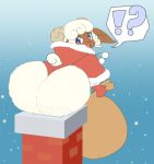  bovid butt caprine chimney christmas female hi_res holidays mammal pancakes_(artist) sack sheep snow solo 
