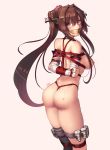  1girl absurdres bdsm blindfold bondage bound brown_hair gag grey_hair highres kaddo kantai_collection long_hair restrained rope tied_up yamato_(kantai_collection) 