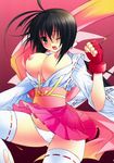  artist_request breast_slip breasts highres large_breasts musubi panties ponytail sekirei skirt skirt_lift solo thighhighs underwear white_panties 