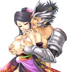  1girl bad_id bad_pixiv_id black_hair breast_grab breasts closed_eyes grabbing hetero huge_breasts nouhime oda_nobunaga_(sengoku_basara) open_mouth sengoku_basara tokisige 