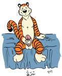  balls calvin_and_hobbes cum erection feline hobbes male mammal masturbation penis put solo tiger 