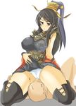  copyright_request girl_on_top momio panties sitting sitting_on_face sitting_on_person solo_focus thighhighs underwear white_panties 