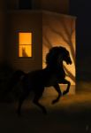  2019 ambiguous_gender being_watched black_body black_fur building dappermouth domestic_cat duo equid equine felid feline felis feral fur ghost glowing glowing_eyes hi_res horse house looking_at_another mammal night outside shadow spirit window 