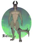  abs anthro balem balls claws dragon flaccid horn humanoid_penis hybrid looking_at_viewer male muscular muscular_male orc penis red_eyes simona solo 