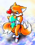  ambiguous_gender anthro canid canine chana chao_(sonic) duo fox kissing mammal miles_prower mostly_nude sonic_the_hedgehog_(series) 