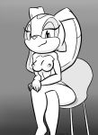  2019 aged_up anthro areola bedroom_eyes biped black_and_white breasts chair countershade_torso countershading cream_the_rabbit crossed_legs digital_media_(artwork) dipstick_ears eyelashes female fingers fur furniture greyscale half-closed_eyes hi_res lagomorph leporid looking_at_viewer loshon mammal monochrome multicolored_ears nipples nude rabbit seductive simple_background sitting smile solo sonic_the_hedgehog_(series) video_games 