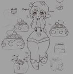  &lt;3 &lt;3_eyes anthro biped bovid cake caprine chelsi clothing digital_media_(artwork) eyebrows female fingers floppy_ears food footwear hair hat headgear headwear jumping looking_at_viewer mammal overalls scorci sheep shirt shoes short_hair simple_background solo t-shirt text topwear 