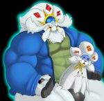  anthro clothed_penis erection hyper legendary_pok&eacute;mon male mc_morrales muscular nintendo pok&eacute;mon pok&eacute;mon_(species) sitting soleo_the_solgaleo solgaleo video_games 