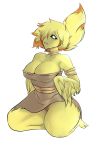 alien avian big_breasts bird black_sclera blush breasts chicken chikin cleavage clothed clothing enteiiro feathers fellock female galliform gallus_(genus) hair hi_res multicolored_hair phasianid simple_background solo two_tone_hair white_eyes wings 