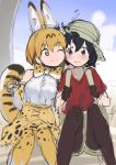  2017 animal_humanoid backpack black_hair blonde_hair blush bottomwear breasts brown_clothing brown_eyes brown_handwear brown_legwear clothing cloud duo felid felid_humanoid feline feline_humanoid female gloves hair handwear hat headgear headwear hi_res human humanoid kaban-chan kemono_friends kitou_sakeru legwear mammal mammal_humanoid one_eye_closed red_clothing red_shirt red_topwear serval-chan serval_humanoid shirt short_hair shorts sitting sketch skirt smile striped_tail stripes topwear touching_faces tree white_clothing white_shirt white_topwear yellow_bottomwear yellow_clothing yellow_eyes yellow_skirt 