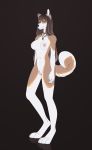  2019 4_toes 5_fingers absurd_res anthro areola breasts canid canine canis digital_media_(artwork) domestic_dog eyebrows eyelashes female fingers fox grey_background hi_res husky hybrid mammal nipples nordic_sled_dog nude pussy sergeantyakirr simple_background solo spitz standing toes 