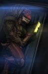  absurd_res alien bodily_fluids erection genital_fluids hi_res krogan looking_at_porn male mass_effect masturbation naughty_face penile penile_masturbation penis precum scar solo todex tongue tongue_out urdnot_wrex video_games 