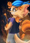  absurd_res alex_bluebird angry anthro breasts clothed clothing felid feline female hair hi_res knife looking_at_viewer mammal minecraft orange_eyes orange_hair petra_(minecraft) solo video_games 