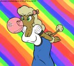  accessory animalympics breasts brenda_springer candy canid canine canis cleavage clothed clothing domestic_dog female food greycat_rademenes gum hair hair_accessory hair_bow hair_ribbon mammal poodle ribbons solo 