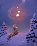  2019 ambiguous_gender detailed_background digital_media_(artwork) feral grypwolf kukuri night outside sitting snow solo tree 