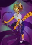  2019 absurd_res anthro blue_eyes bottomwear breasts brown_hair clothing eyewear felid female footwear glasses hair hi_res looking_at_viewer mammal open_mouth orange_body pantherine pants penetration pussy shirt shoes slime solo stripes synnfultiger tentacle_sex tentacles tiger tongue tongue_out topwear torn_clothing vaginal vaginal_penetration 