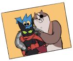  adorabat animated badger badgerclops black_body black_fur blush cartoon_network chiropteran cybernetics cyborg digitigrade domestic_cat eye_patch eyewear felid feline felis fur hi_res hug machine mammal mao_mao:_heroes_of_pure_heart mustelid musteline r_urivie sheriff_mao_mao_mao 