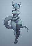  2019 blue_hair breasts demon female green_body hair hi_res horn humanoid humanoid_pointy_ears kruth666 lips navel nipples nude pussy simple_background solo standing thick_lips thick_thighs wide_hips 