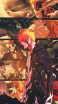  1boy bankai black_hair bleach highres hollow kurosaki_ichigo multiple_boys orange_hair rami_deaa shikai tensa_zangetsu_(bankai) vizard zangetsu_(shikai) 