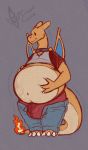  2019 balls belly big_balls bulge charizard clothing covertcanine male nintendo pok&eacute;mon pok&eacute;mon_(species) razi_(covertcanine) simple_background slightly_chubby solo underwear video_games 