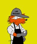  absurd_res apron canid canine clothing fox fox_e_flinn hat headgear headwear hi_res male mammal safety_goggles simple_background whistle 