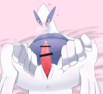  &lt;3 2018 amedama12321 animal_genitalia anus blush bodily_fluids breath censor_bar censored cum cum_on_penis erection feral genital_fluids genital_slit legendary_pok&eacute;mon looking_at_viewer lugia male nintendo penis pink_background pok&eacute;mon pok&eacute;mon_(species) precum presenting simple_background slit solo spread_legs spreading tapering_penis video_games 