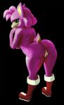  amy_rose anthro big_breasts big_butt black_background boots breasts butt clothing eulipotyphlan female footwear green_eyes hedgehog hi_res looking_at_viewer looking_back mammal nude onesquare presenting pussy simple_background smile solo sonic_the_hedgehog_(series) thick_thighs video_games wide_hips 