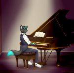  anthro blood bodily_fluids canid canine clothed clothing crying_blood fox heterochromia hi_res keyboard_instrument male mammal mosstheopossum musical_instrument performance piano signature solo 